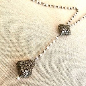 NWT, Black diamonds and white opal necklace